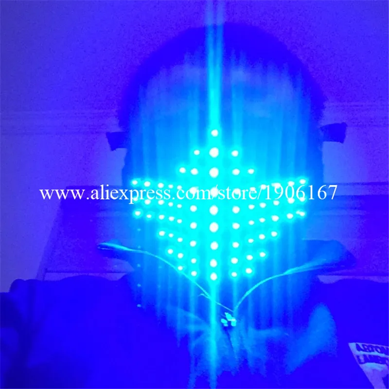 Hot Sale Led Light Up Blue Color Luminous Flashing Halloween Mask Headwear For DJ Club Party Christmas Decoration Free Shipping