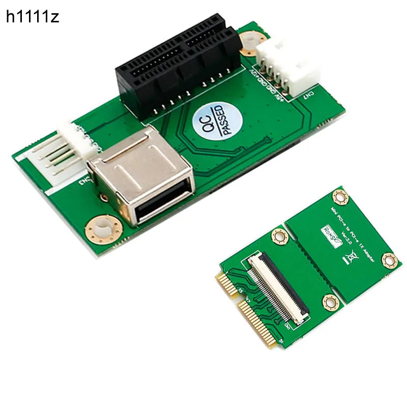 

H1111Z Add On Cards Mini PCI-E to PCI Express 1X Adapter Riser Extension Cord Mini PCIE to PCIE X1 USB 2.0 Card Riser +FFC Cable