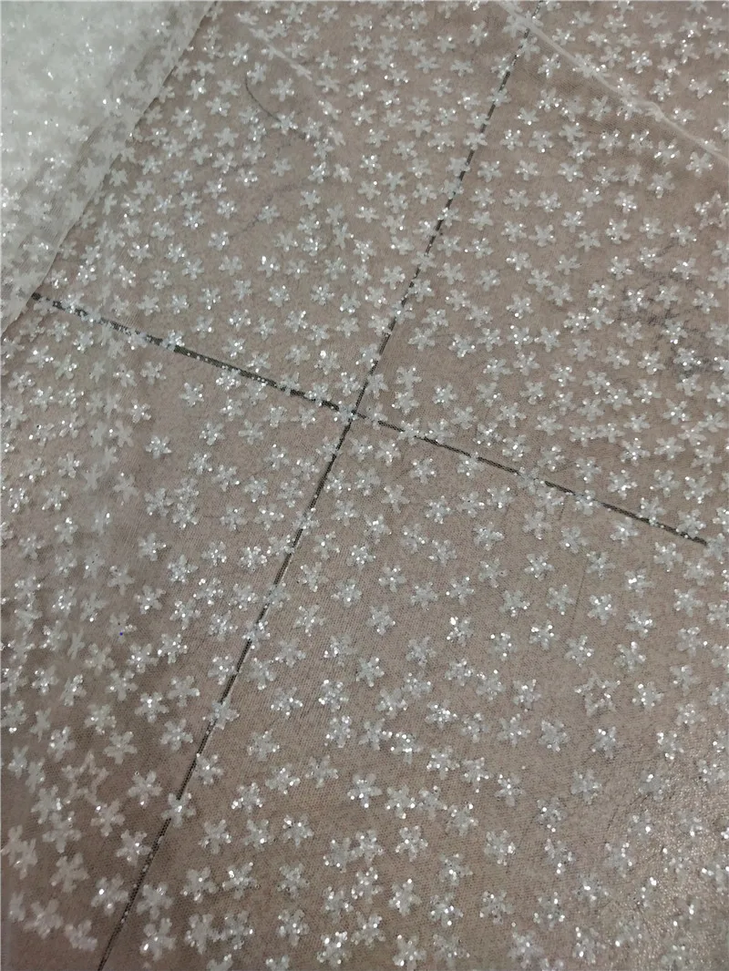 

Star design tulle lace with glued glitter fashion H-1810174 african glitter lace fabric for party dress 5yard/lot