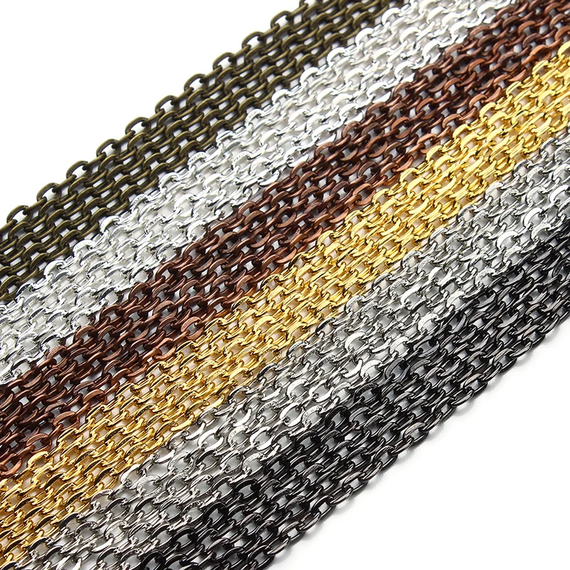 10 Yards/Lot Rhodium/Silber/Gold/Rotguss/Antike Bronze Farbe Halskette Ketten Messing Groß für DIY Schmuck Machen Materialien F712