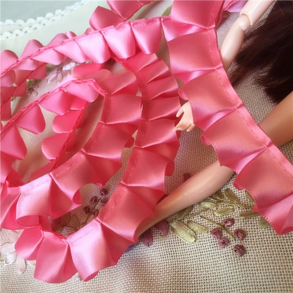 10 Yard/Lot 2,5 CM Breite Satin Plissee Band Falten Spitze Trim DIY Rock Manschetten Handwerk Puppe Kleidung Nähen zubehör – Detail 21