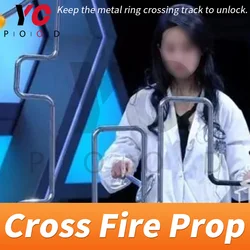 Cross fire prop real Room escape game puzzle keep the metal ring crossing track to open anti-cheating the metal slideway YOPOOD