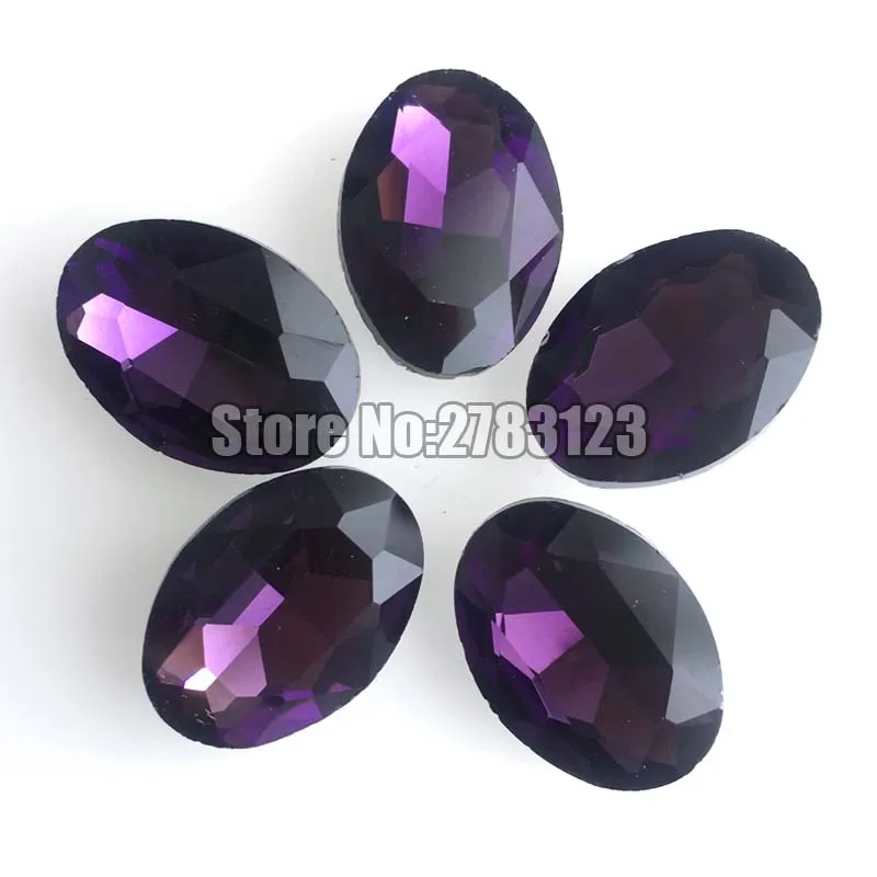 Factory sales AAA Glass Crystal deep purple oval shape pointback rhinestones,diy/nail art/Clothing accessories SWOP016