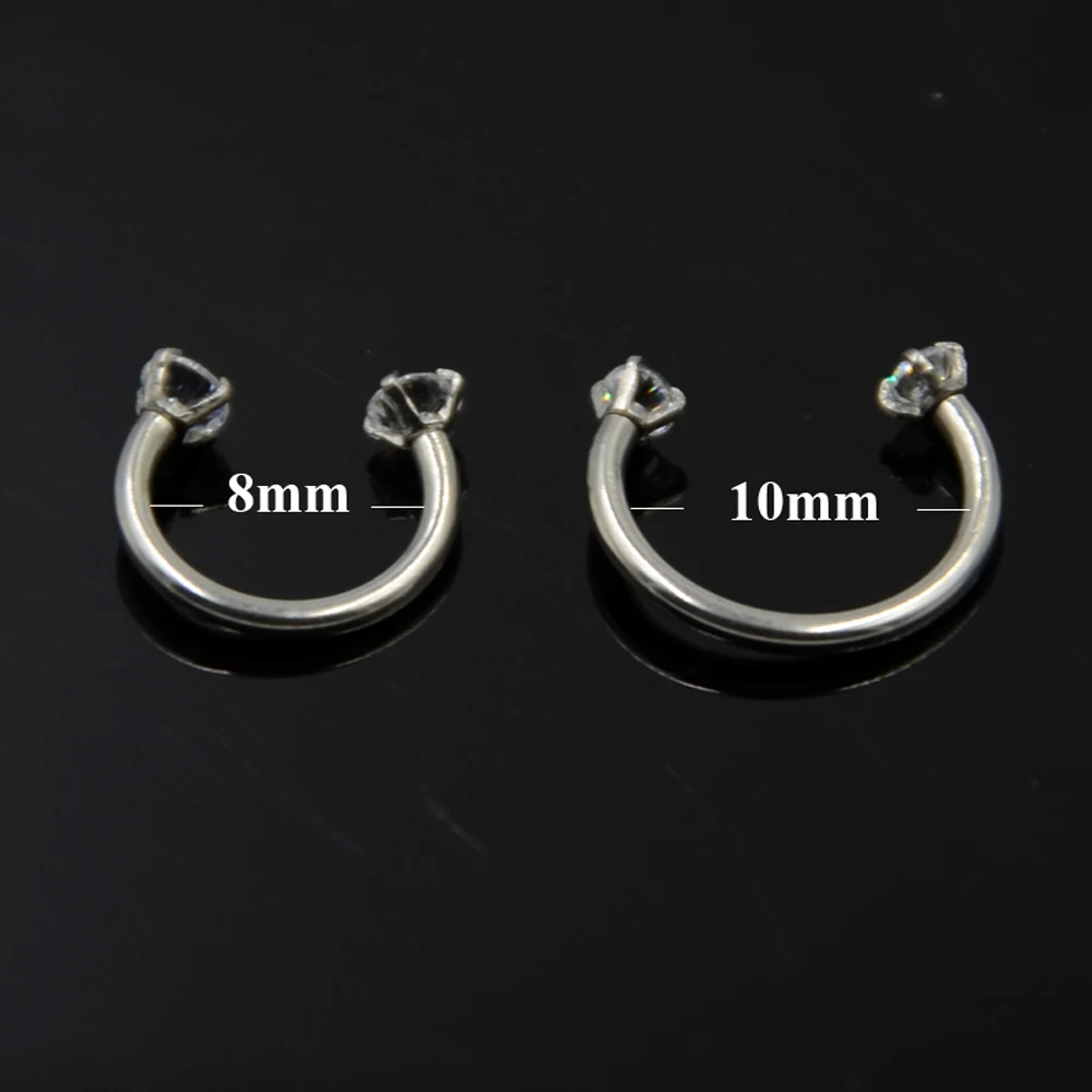 3Pcs Mixed Size Internally Thread Opal Zircon Horseshoe Circular Barbell Ear Cartilage Helix Septum Nose Labret Piercing Jewelry