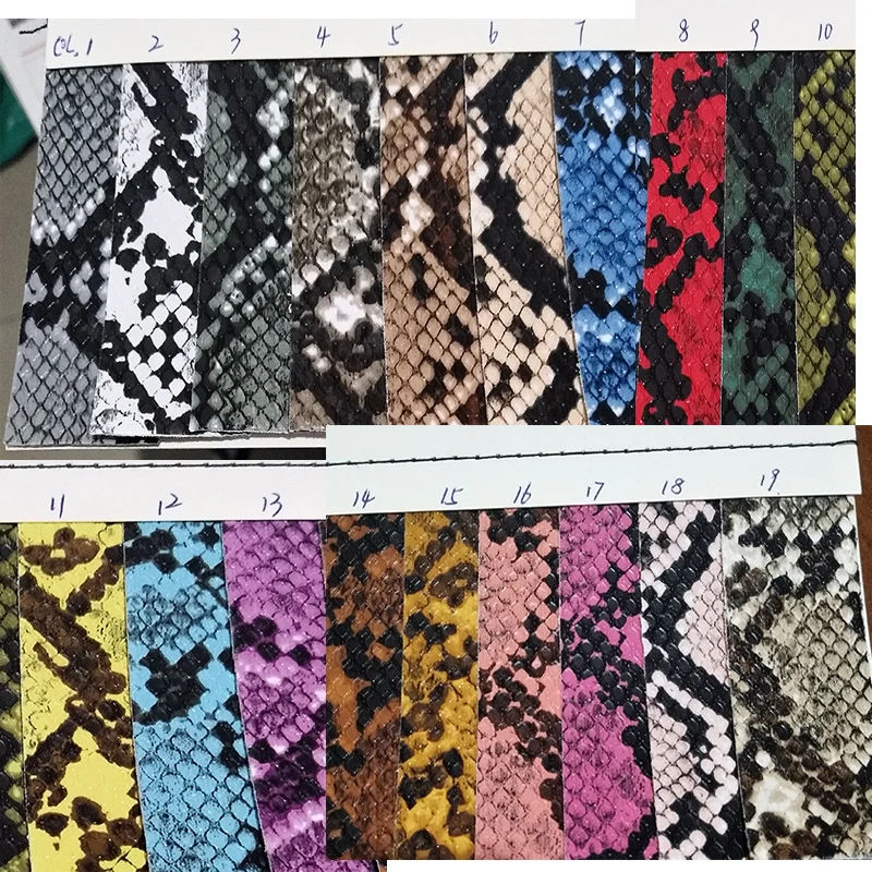 Dobry czarny/19 kolorów imitacja Python Faux PU materiał ze skóry PU tkanina ze sztucznej skóry materiał ze skóry szycia DIY torba materiał 68*50cm