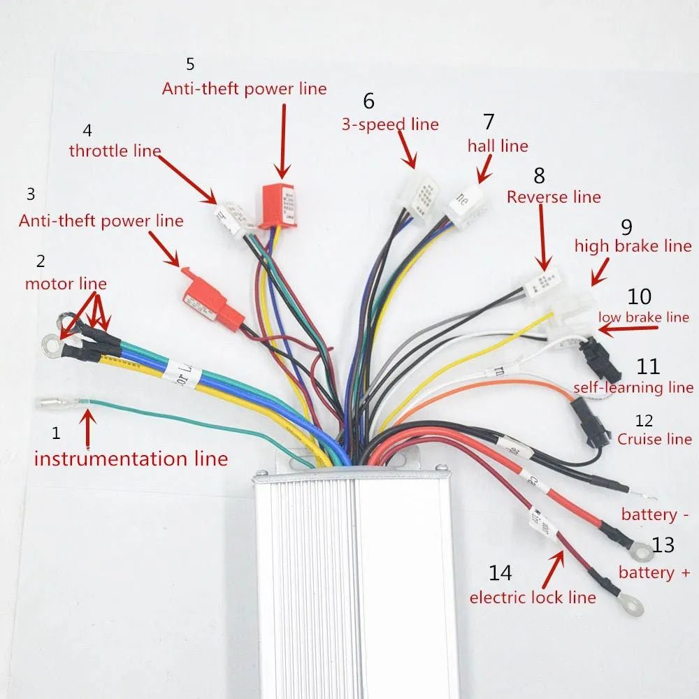 48V/64V 1500W 45Amax Dual mode Sensor/Sensorless bldc speed controller per motore DC/electrice bike/triciclo/scooter/ebike