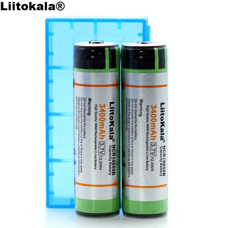 Liitokala Protect 18650 NCR18650B 3400mAh Rechargeable Li-lon battery with PCB 3.7V batteries + Storage box
