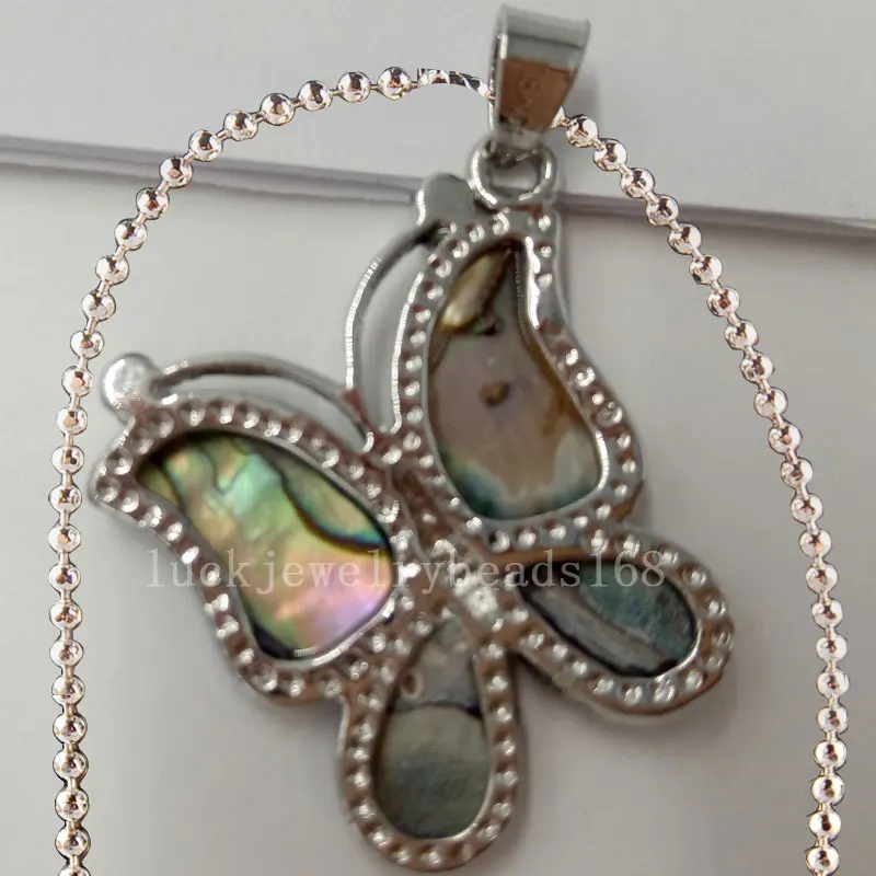 Beatiful New Zealand Ablone Shell Butterfly Women Men Art Necklace With Chain 1pcs C4696n