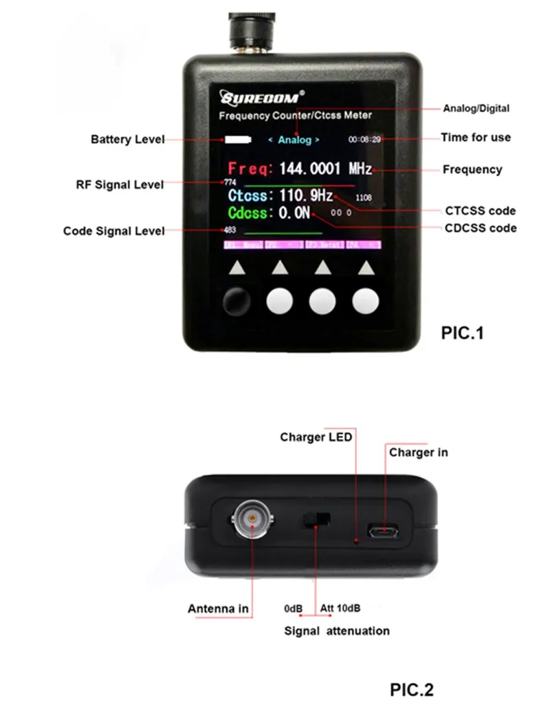 SURECOM-Testeur Radio Numérique 27Mhz-3000Mhz Décodeur Portable, Compteur Mort Pour Walperforé Talkie Sf-401 Plus CTCSS CDCSS Mètre