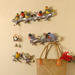 American Creative Wall Hanger Crafts 3D Stereo Resin Birds Hook Porch Coat Key Hook Rack Wall Hanging Ornaments Mural Decoration