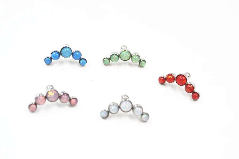 

Lot50pcs Body Jewelry- Opal Gems Ear Studs/Earring Stainless Steel Helix Bar Upper Earring Body Piercing