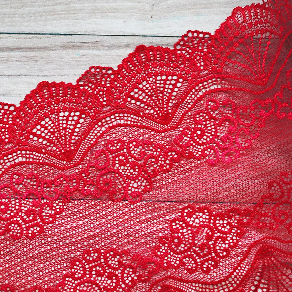 2Yards 22.5cm di larghezza rosso Vintage decorazione dei capelli ampio elastico elasticizzato pizzo Trim abito da sposa gonna biancheria intima