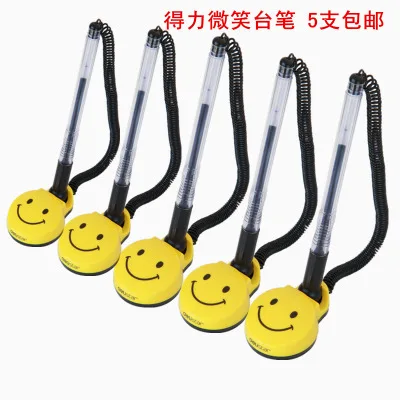 Carton smile cute 5pcs business office desk pens sets pen 0.5mm Gel black Ink Pen holder free shipping