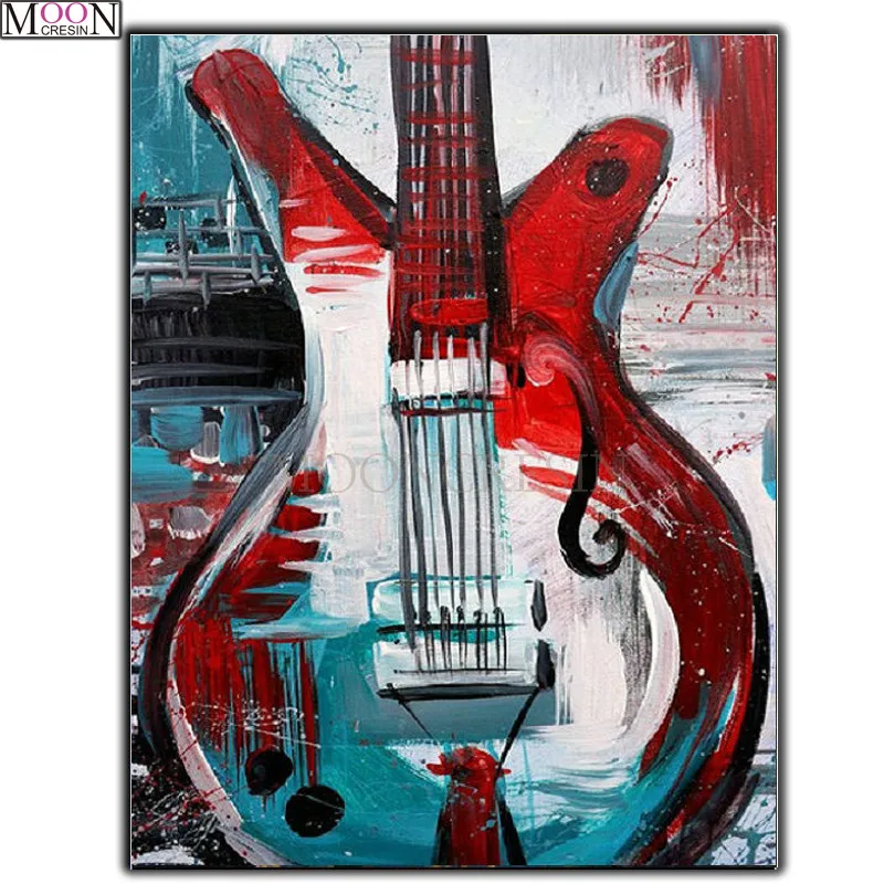 

5D DIY Diamond Embroidery Color Guitar 3D Diamond Painting Cross Stitch Full Square Diamond Mosaic Decoration Needlework Scenery