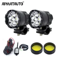 2PCS Universal 6 Chips Headlight LED Motorcycle Motorbike 12000LM Moto Spotlight Waterproof Fog Spot Motos Bulb Super bright 12v