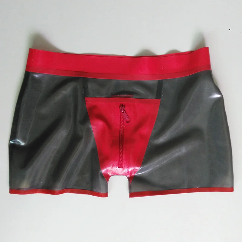 Latex Underwear for men sey Shorts  with Zipper 3D Punch Pants Tight  Fit Handmade underpants