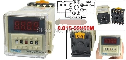 DH48S-1Z power on time delay relay, 8-Pin SPST 0.01S - 99H99M AC / DC220V 3u socket