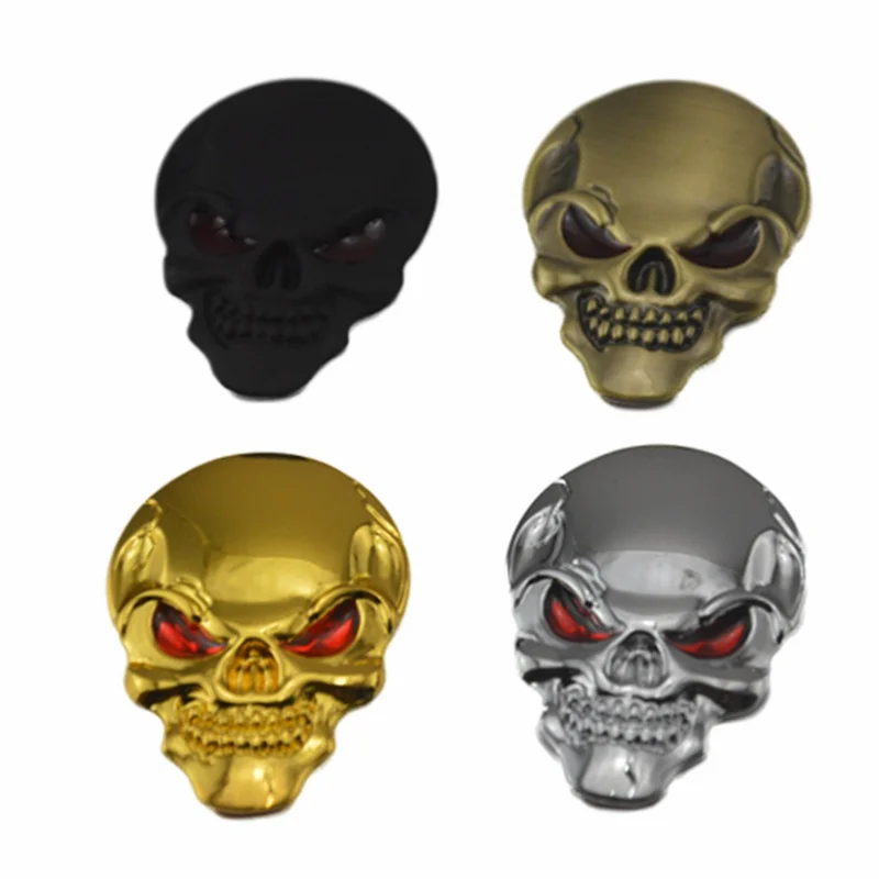 1 Pcs 5cm x 3.5cm 3D Metal Skull Car stickers Logo Emblem Badge Name Car Truck Auto Motor Sticker Decal Car Styling