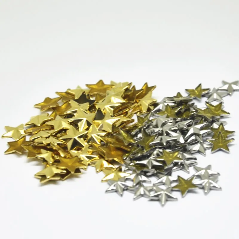 200pcs 10*10mm Gold Silver Star Shape Hot fix Nailheads FlatBack Rhinestuds Iron on Studs For Garments DIY Accessories