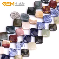 15mm Diagonal Square Twist Assorted Material Natural Gem Stones Flat Beads For Jewelry Making DIY 15