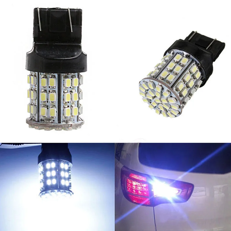 JX-LCLYL 2pcs T20 W21W 7443 7440 64SMD 1206 LED Tail Stop Brake Light Lamp Bulb White