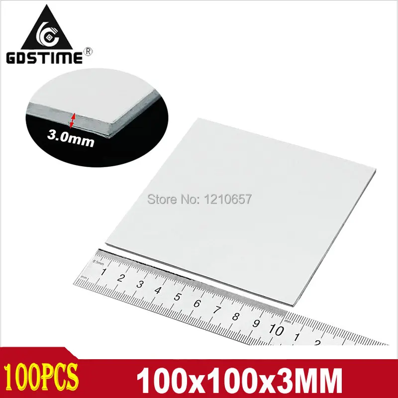 

100 PCS/LOT Gdstime CPU Thermal Pad 3MM IC Chip Heatsink Cooling Radiator Conductive Silicone Pads 100mmx100mm