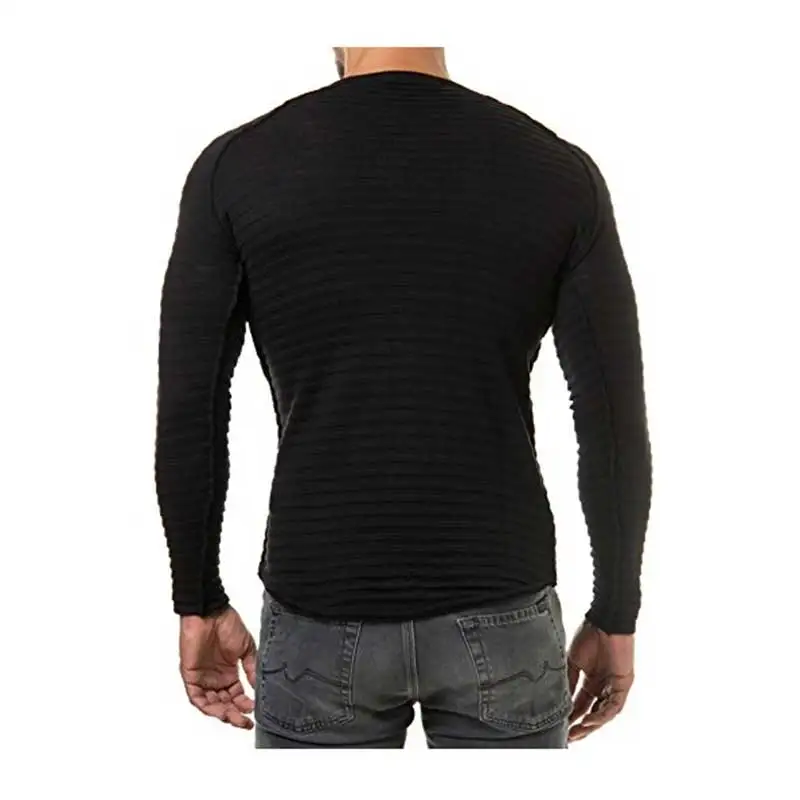 2025 Spring Fashion Men\'s Casual T Shirt O-Neck Striped Male Streetwear Knitted Slim Fit Long Sleeve T-Shirt Men Tops MY059