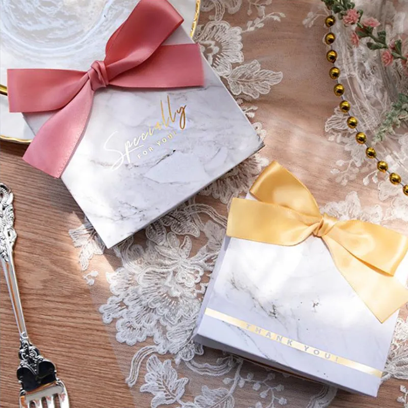 European 4 creative gray marble wedding like candy box baptism party ''thank you'' gift bag chocolate candy handbag 50pcs