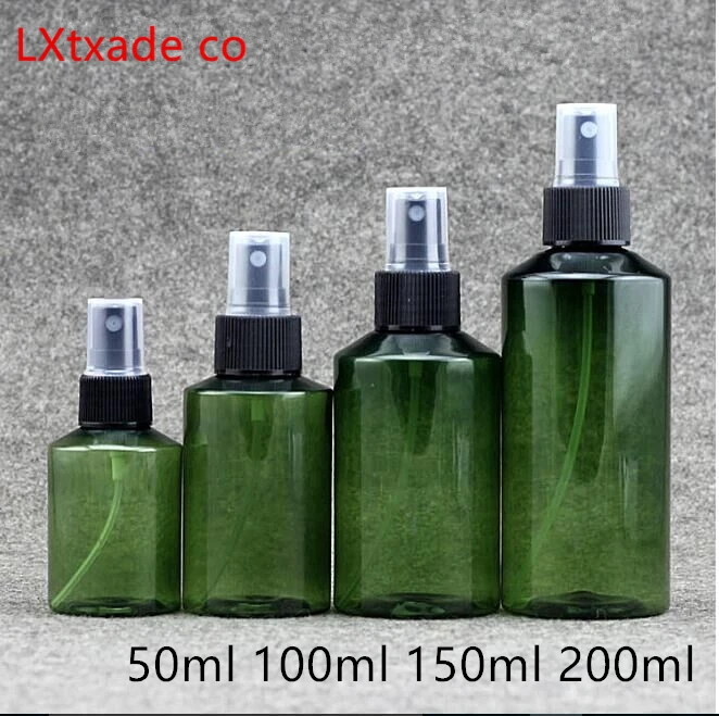 

50pcs 50ML 100ml 150ML 200ML Green Plastic Perfume Spray Empty Bottle Retail Water Setting Spray Packaging Bottle