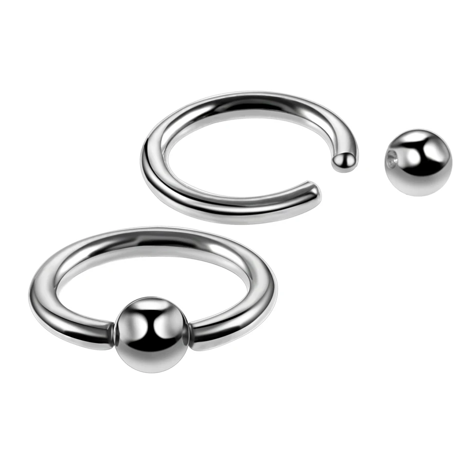 1PC G23 Titanium Nose Rings Ear Septum Helix BCR CBR Captive Bead Rings Piercings Labret Lip Eyebrow Earring Tragus Body Jewelry