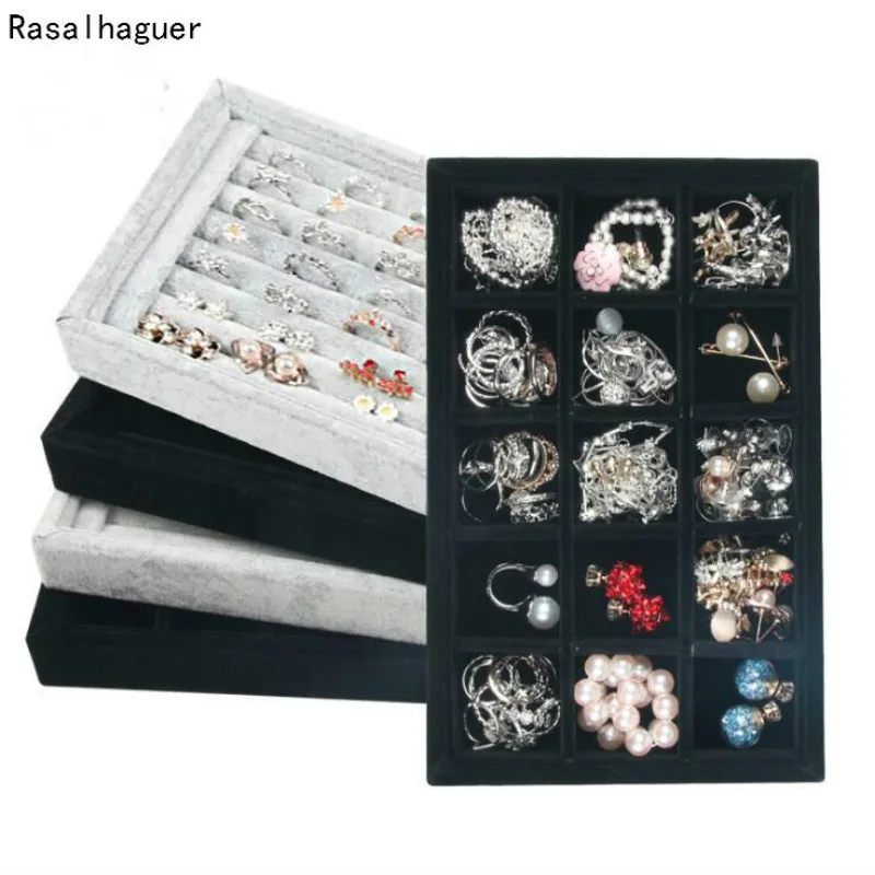 L22cm*W14cm*H3cm Small Jewelry Box Rings Organizer Earrings Tray Necklace Storage PU and Velvet Material Options Wholesale Price