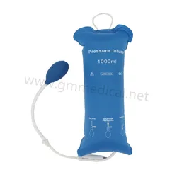 Reusable Nylon Pressure Infusion Bag with Pressure Display 1000ml,Blue,Back Net and Edge Stitching