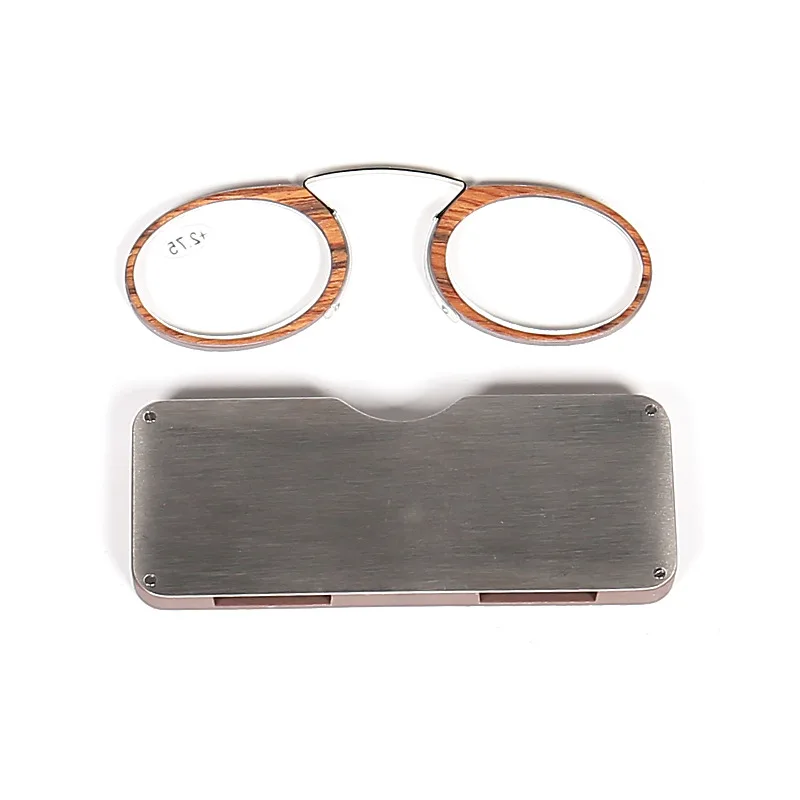 Vintage Oval Round Wood Readers Nose Clip Pince Nose Reading Glasses and Glasses Case comfortable 1.0 1.5 2.0 2.5 3.0 LH239
