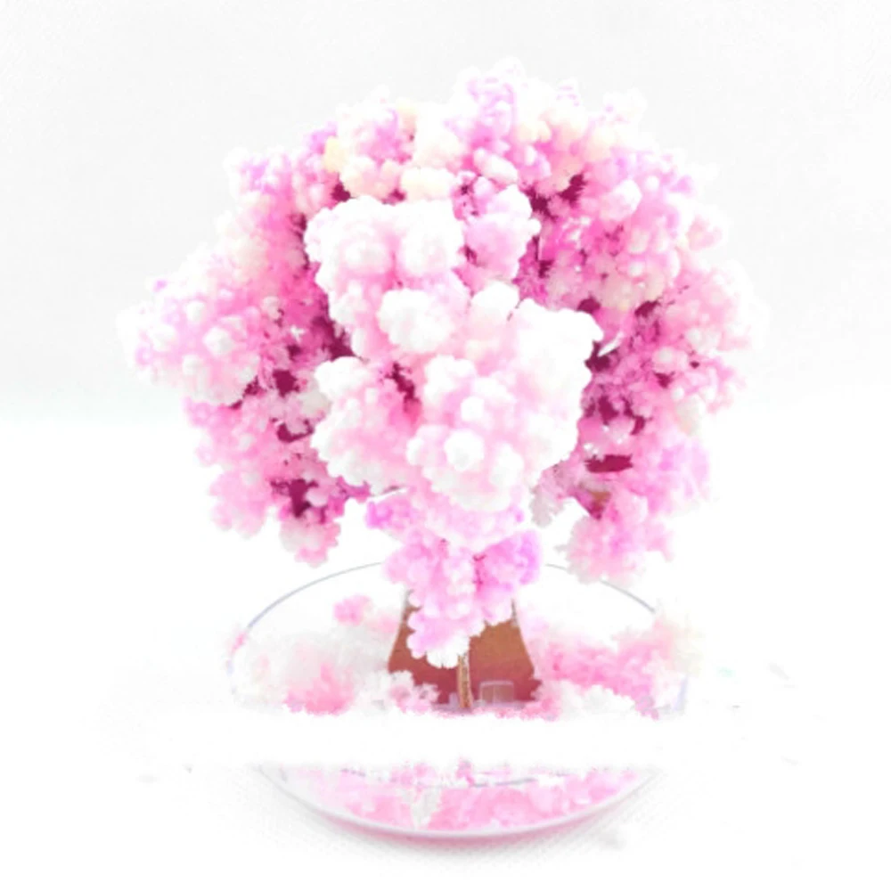 

2019 90mm H Artificial Magical Grow Paper Sakura Trees Magic Growing Tree Japan Desktop Cherry Blossom Christmas Gifts Kids Toys