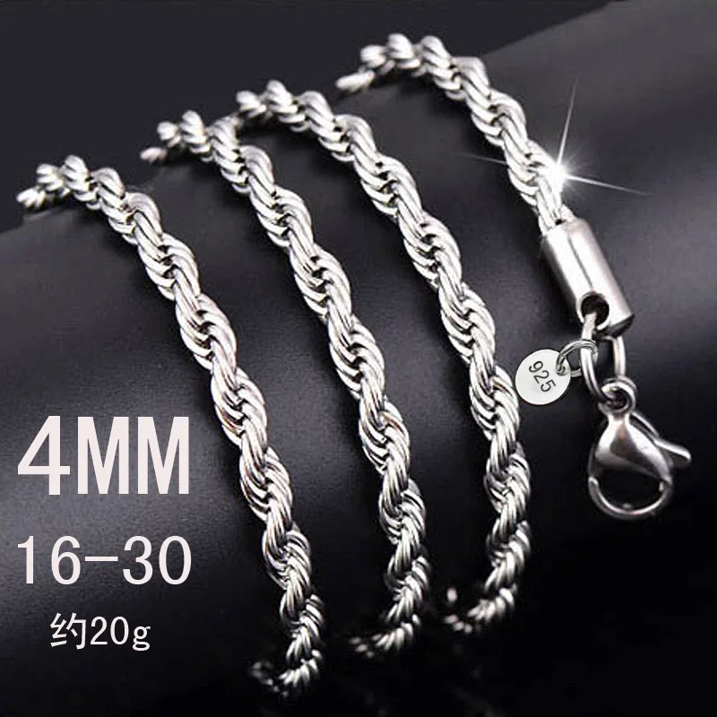 10 Stück, 2–4 mm, silberfarbene, gedrehte Kettenglieder-Halsketten mit Prägung, Großhandelsartikel, modischer Schmuck für Damen und Herren, Accessoires. – Detail 3