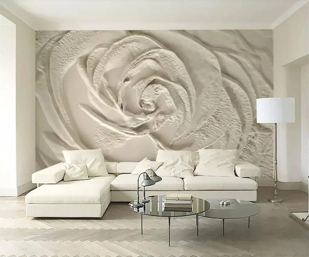 beibehang Custom wallpaper 3d mural beige wallpaper rose flower embossed simple background wall paper home decor papel de parede