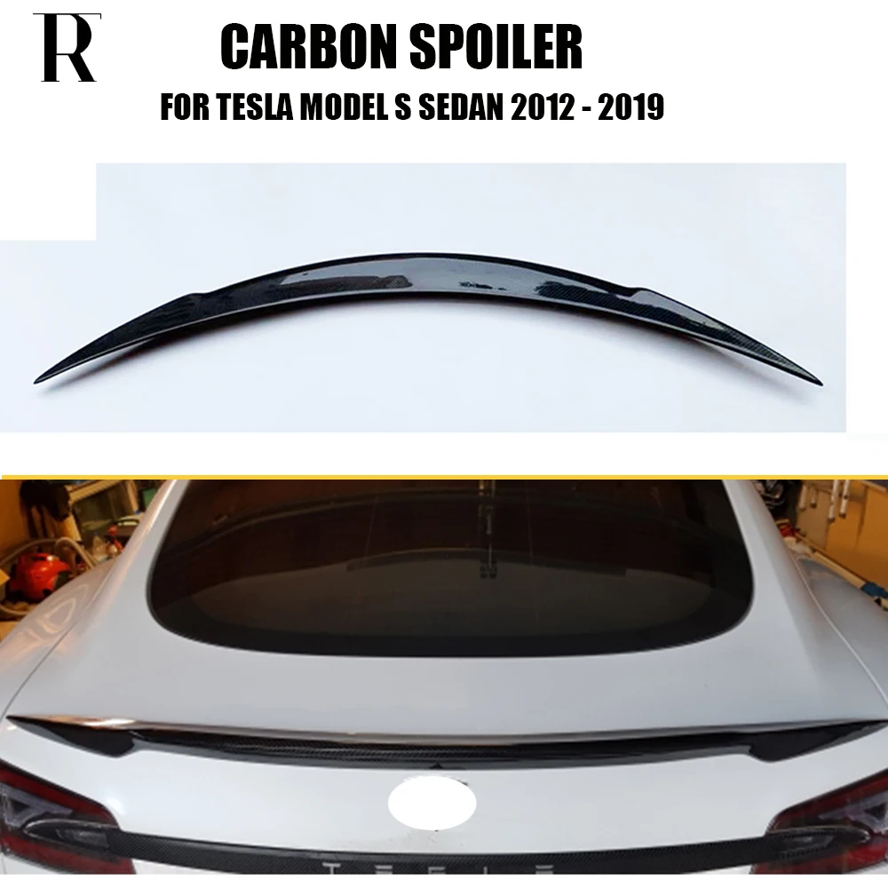 

Carbon Fiber V Style Rear Trunk Wing Spoiler for Tesla Model S Sedan 60 70 75 85 90 D P85D P90D P100D 2012 - 2019