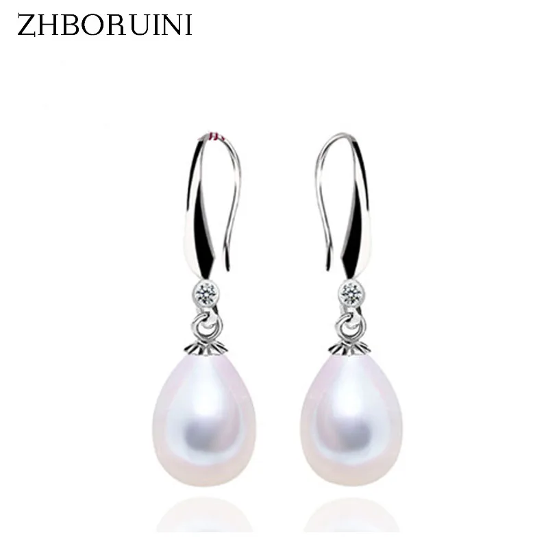 ZHBORUINI High Quality Natural Freshwater Pearl Earrings 925 Sterling Silver Pearl Jewelry 8-9mm Water Drop Earring Girl Women