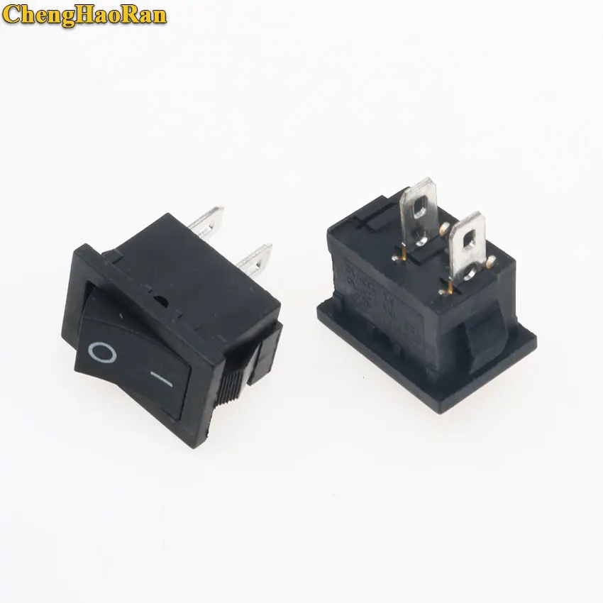 Chenghaoran Hitam Tekan Tombol Mini Switch 6A-10A 250 V 2Pin Snap-In On/Off Rocker Switch