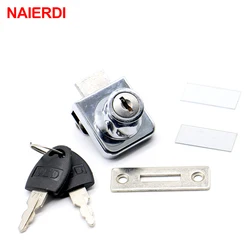 NAIERDI-407 Single Glass Lock Zinc Alloy Showcase Cabinet Door Cylinder Sliding Glass Push Door Locks For Furniture Hardware