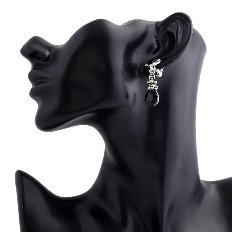 Vintage Silver Color Black Earring Clips No Pierced Ear Clips Earrings women Long Earings Red Dangle Indian Jewelry Sieraden