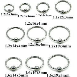 2PCS Surgical Steel Captive Bead Ring Ear Hoop Nose Ring Ear Tragus Cartilalge Piercing Nipple Ring Body Jewelry Earring 16g 14g