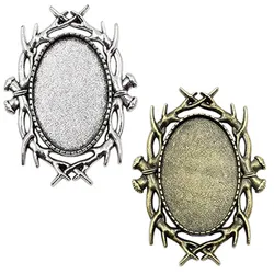 Onebeading Fit 18x25mm Oval Cabochons Brooch Blank Setting Bezel Vintage Base For DIY Making accessories 5pcs K04629
