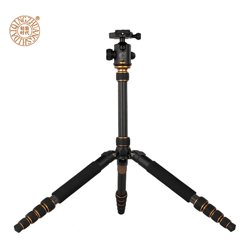 ที่มีคุณภาพสูงQ666Cมืออาชีพคาร์บอนไฟเบอร์กล้องขาตั้งกล้องเปลี่ยนไปMonopod 5ส่วนแบกถุงจัดส่งฟรีสำหรับเอชแอล