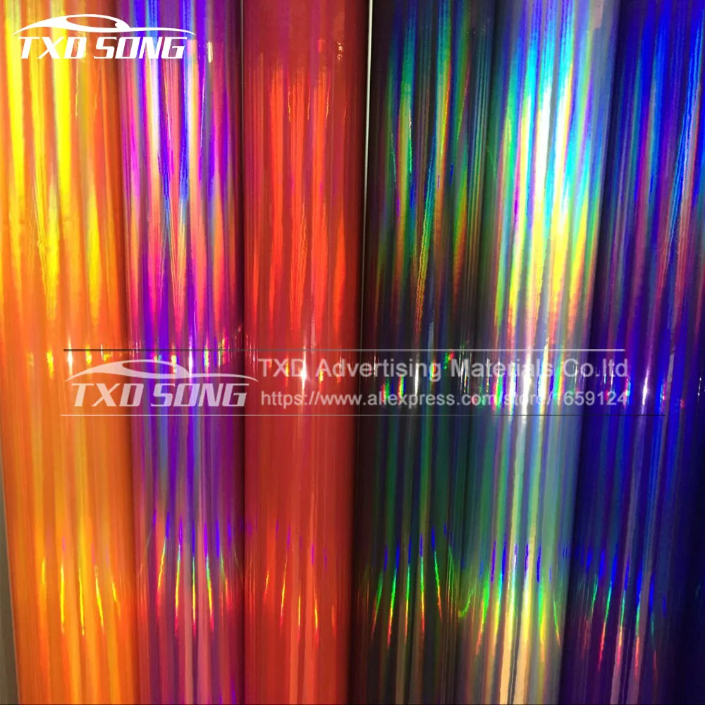 

Big promotion 9 Colors Premium Holographic Chrome Vinyl Holo Film Laser Plating Car Wrap Sticker Sheet With Air Bubble Free