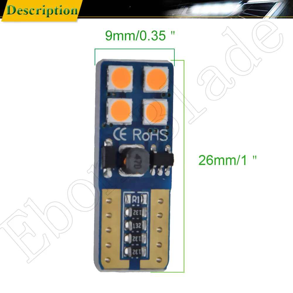 2Pcs T10 W5W 12V LED White Red Amber Blue Ice Blue Green Pink CANBUS Error Free For Car Auto Side Wedge Tail Parking position