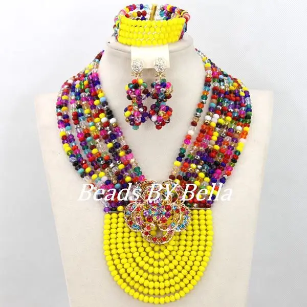 

Top Quality African Crystal Beads Necklace Wedding Bridal Jewerly Set Fashion Women Costume Jewelry Set Free Shipping ABY011