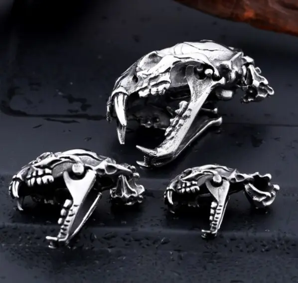 Smilodon Dinosaur Skull Necklace Goth Saber Toothed Tiger Mammoth Pendant Dino La Brea Tar Pits Gothic Jewelry