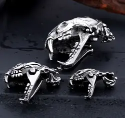 Smilodon Dinosaur Skull Necklace Goth Saber Toothed Tiger Mammoth Pendant Dino La Brea Tar Pits Gothic Jewelry