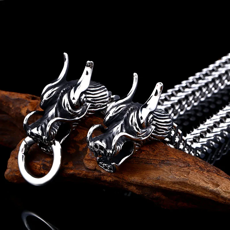 BEIER 2018 New arrive NOSE VIKING dragon head Bracelet For Man 316 Stainless Steel High Quality christmas Jewelry BC8-061